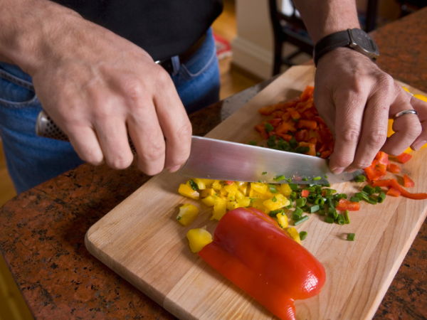 Preparing a delicious Veggie Omelette Roll-Up photo