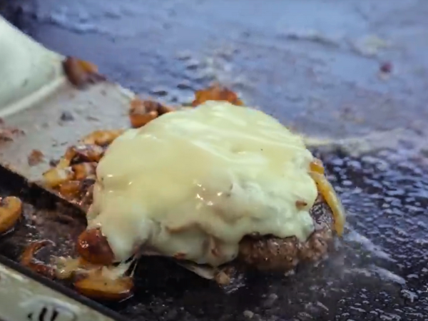 Swiss Mushroom Burger With Honey Drizzle- Adding The Swiss Cheese