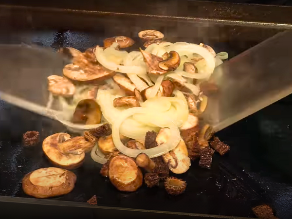 Swiss Mushroom Burger With Honey Drizzle- Sautéing In Butter