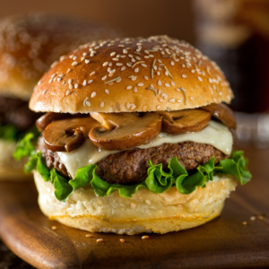 Swiss Mushroom Burger With Honey Drizzle photo