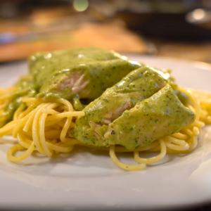 Tomatillo Chicken & Mushroom Pasta Recipe photo